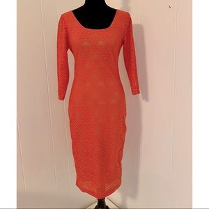 Fire Los Angeles Orange Triangle Lace Dress